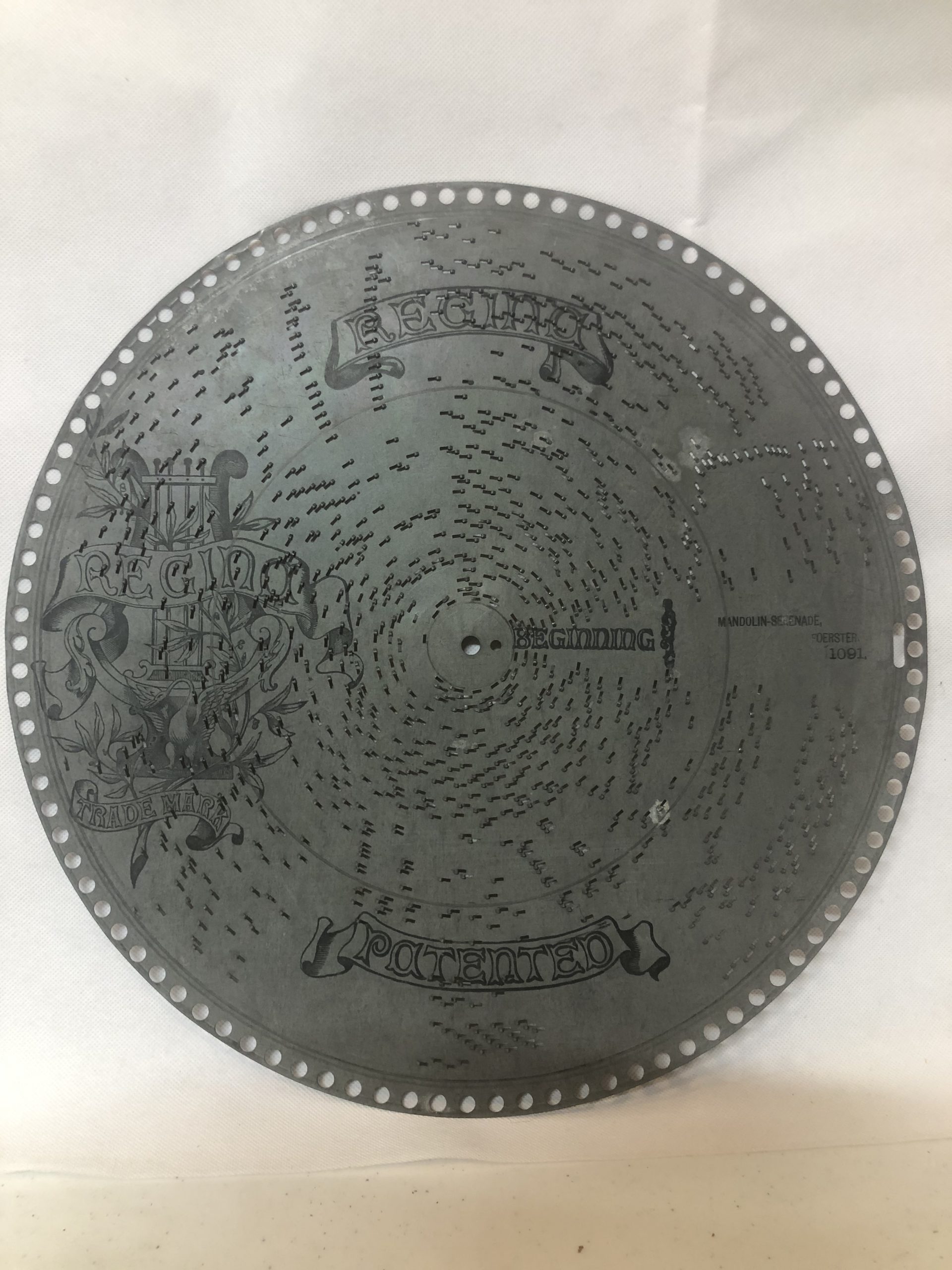 Regina 15.5-inch Music Box Disc… “Hot Time in the Old Town”