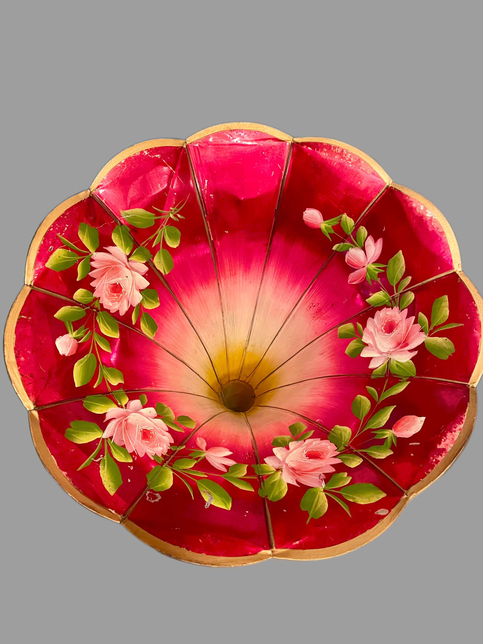 Beautiful All Original Edison/Columbia Dark Red Flower Horn