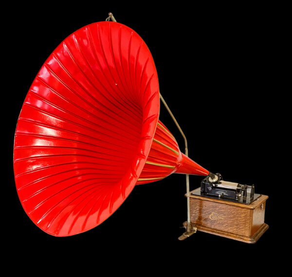 Edison Standard Phonograph w/ beautiful Red "Searchlight" Horn! - Image 13