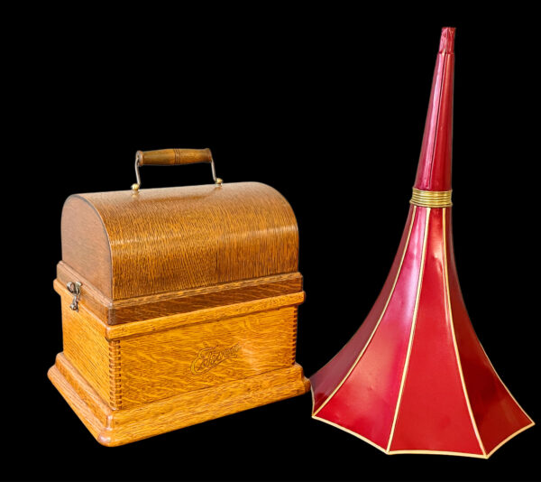 Edison Fireside Combination (A) Cylinder Phonograph w/ Maroon Edison Horn - Image 14