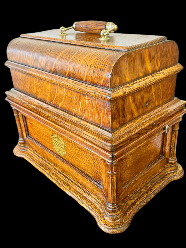 Columbia BF Cylinder Phonograph (1906) – with 14" Brass Horn & Serpentine Case - Image 7