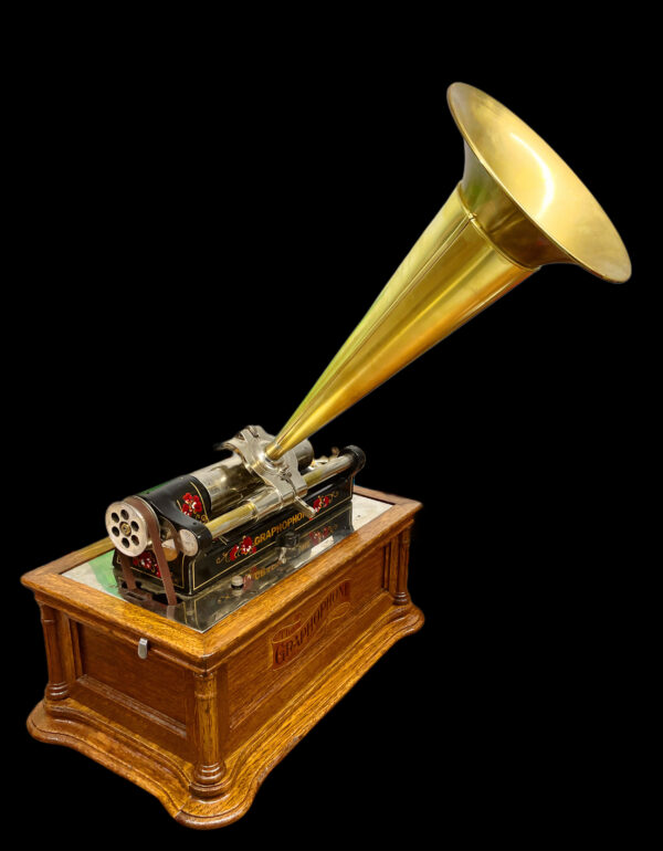 Columbia BF Cylinder Phonograph – 1906 Restored Talking Machine with Brass Horn - Image 4