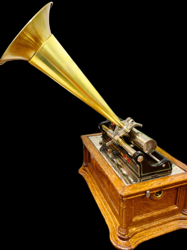 Columbia BF Cylinder Phonograph – 1906 Restored Talking Machine with Brass Horn - Image 2