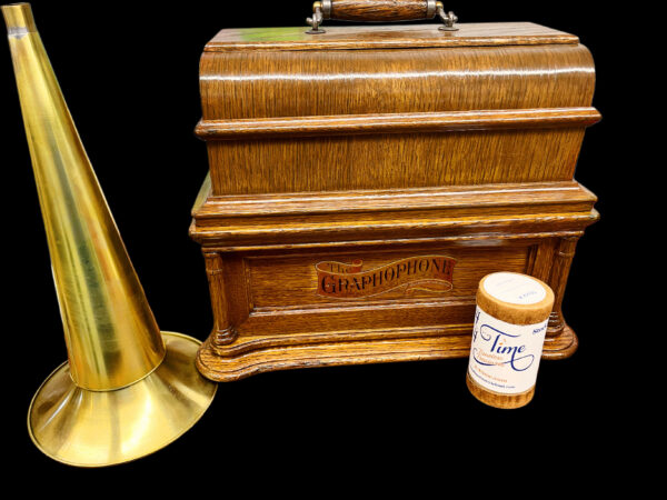 Columbia BF Cylinder Phonograph – 1906 Restored Talking Machine with Brass Horn - Image 12