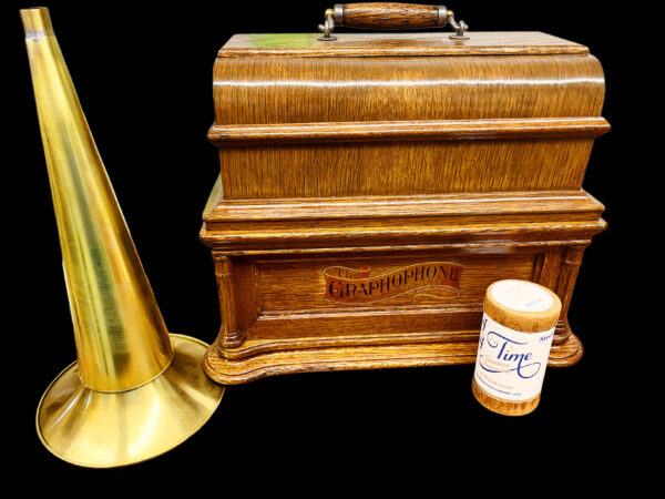 Columbia BF Cylinder Phonograph – 1906 Restored Talking Machine with Brass Horn - Image 3