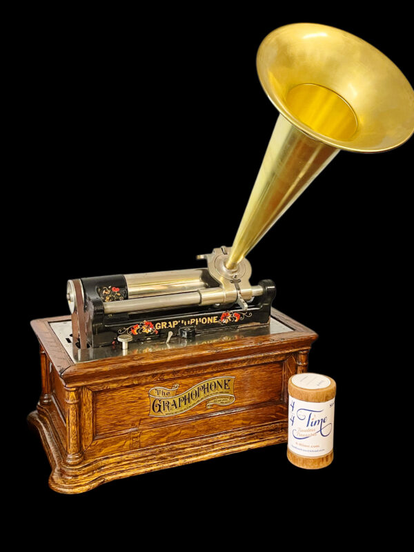 Columbia BF Cylinder Phonograph (1906) – with 14" Brass Horn & Serpentine Case - Image 11